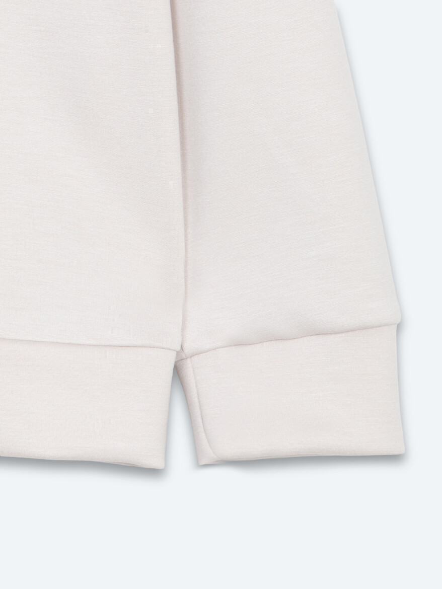 Bej Düz Sweatshırt - 9