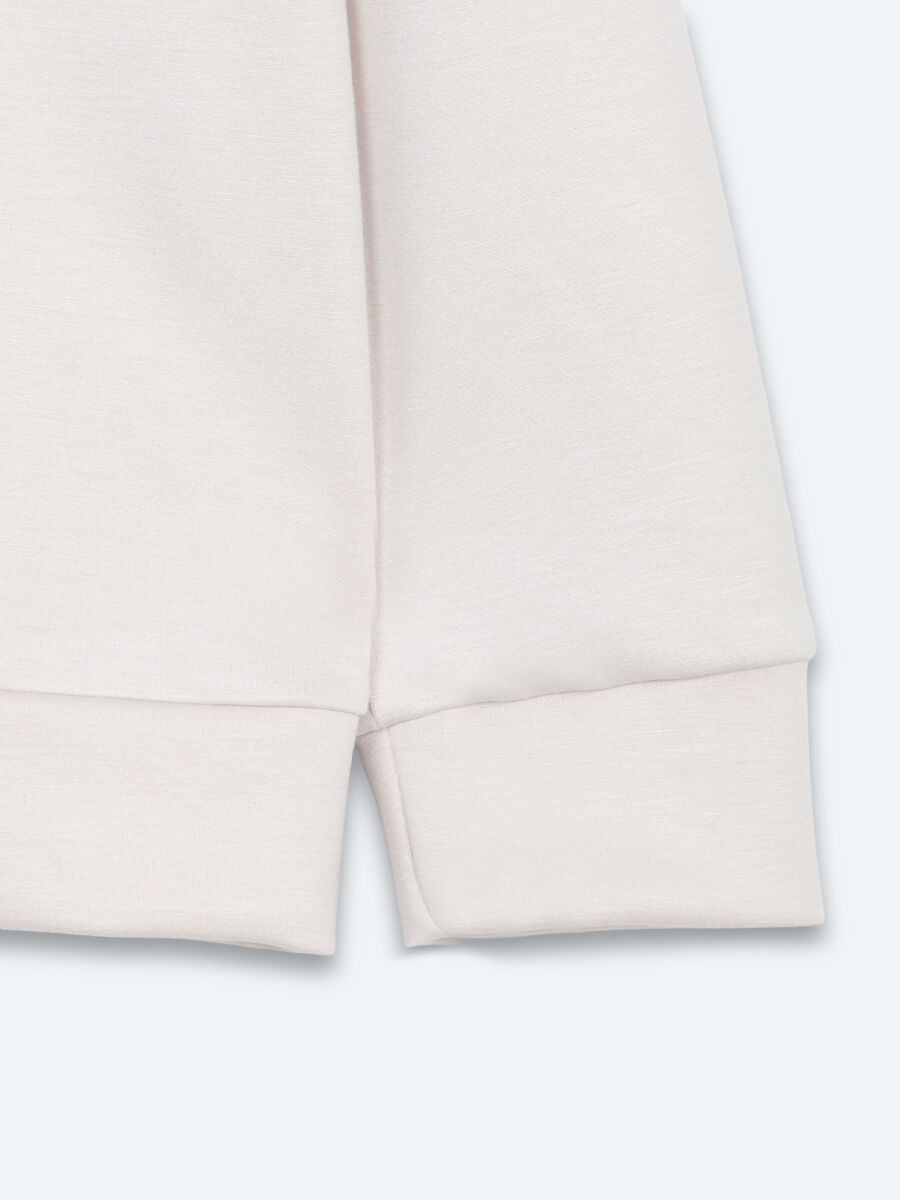 Bej Düz Sweatshırt - 9