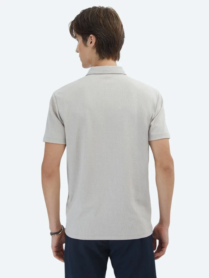 Bej Jakarlı Polo Yaka T-Shirt - 6