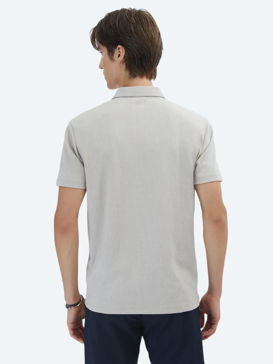 Bej Jakarlı Polo Yaka T-Shirt - 6