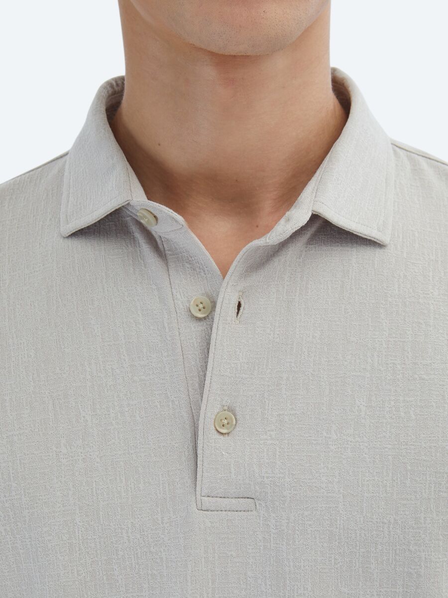 Bej Jakarlı Polo Yaka T-Shirt - 5