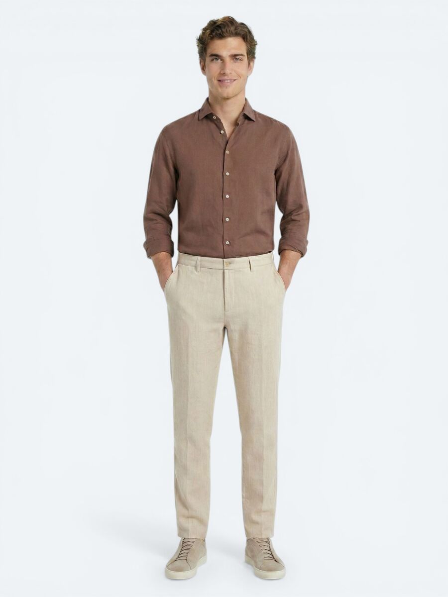 Bej Kumaş Jogging Fit Casual %100 Pamuk Pantolon - 1
