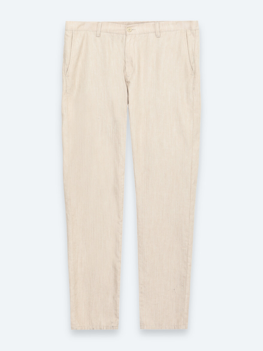 Bej Kumaş Jogging Fit Casual %100 Pamuk Pantolon - 5