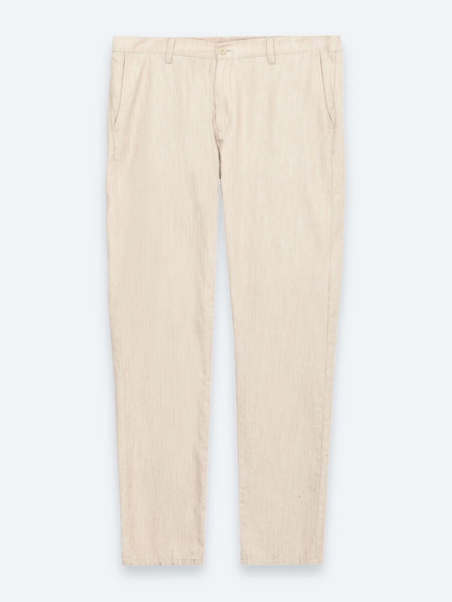 Bej Kumaş Jogging Fit Casual %100 Pamuk Pantolon - 5
