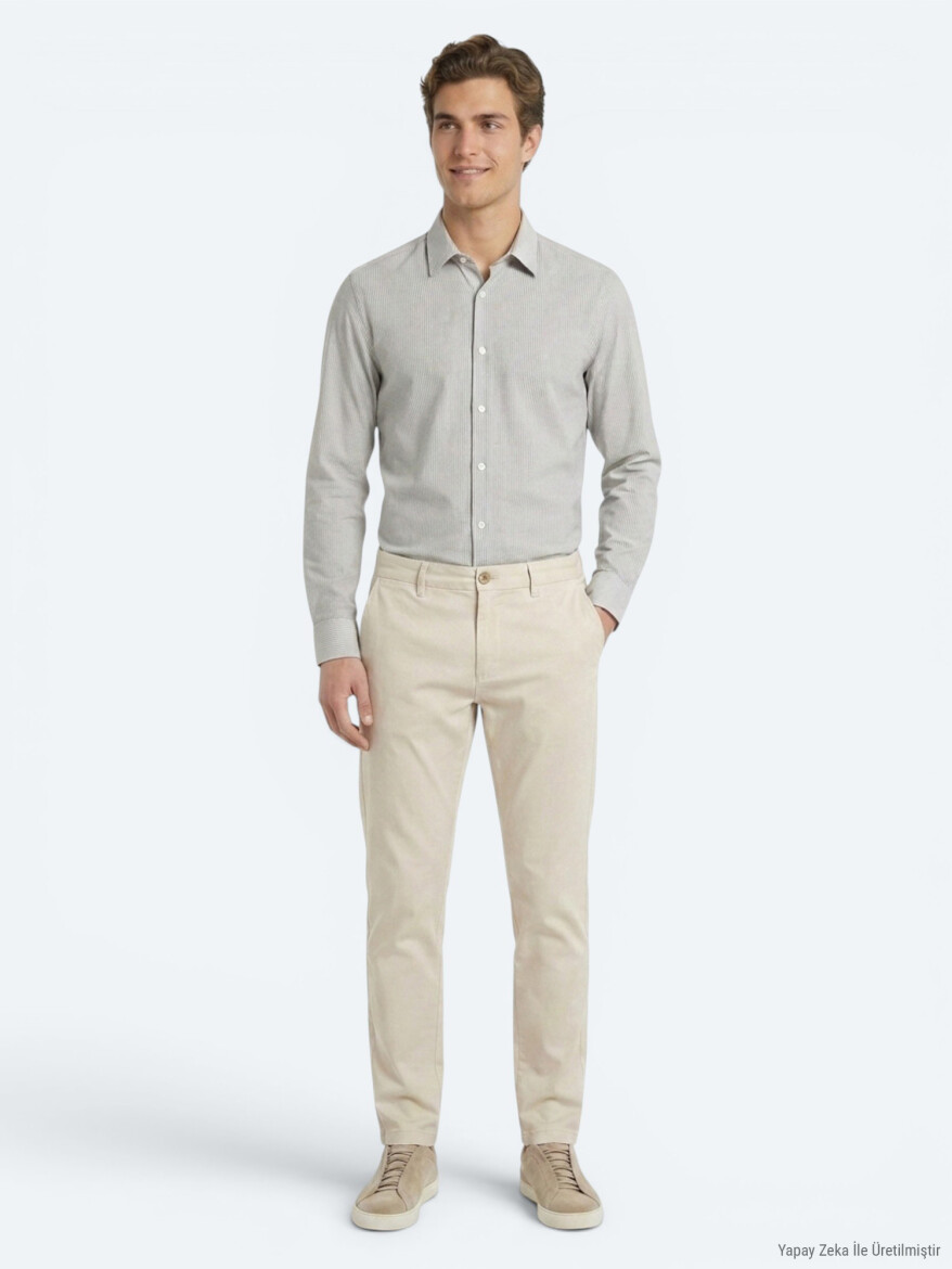Bej Kumaş Jogging Fit Casual Pantolon 