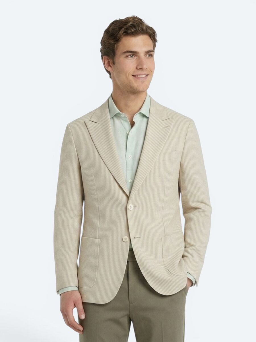 Bej Modern Fit Pamuk Karışımlı Ceket - 1