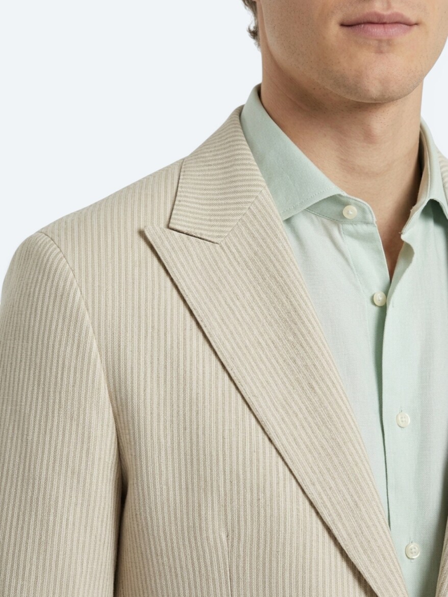 Bej Modern Fit Pamuk Karışımlı Ceket - 3