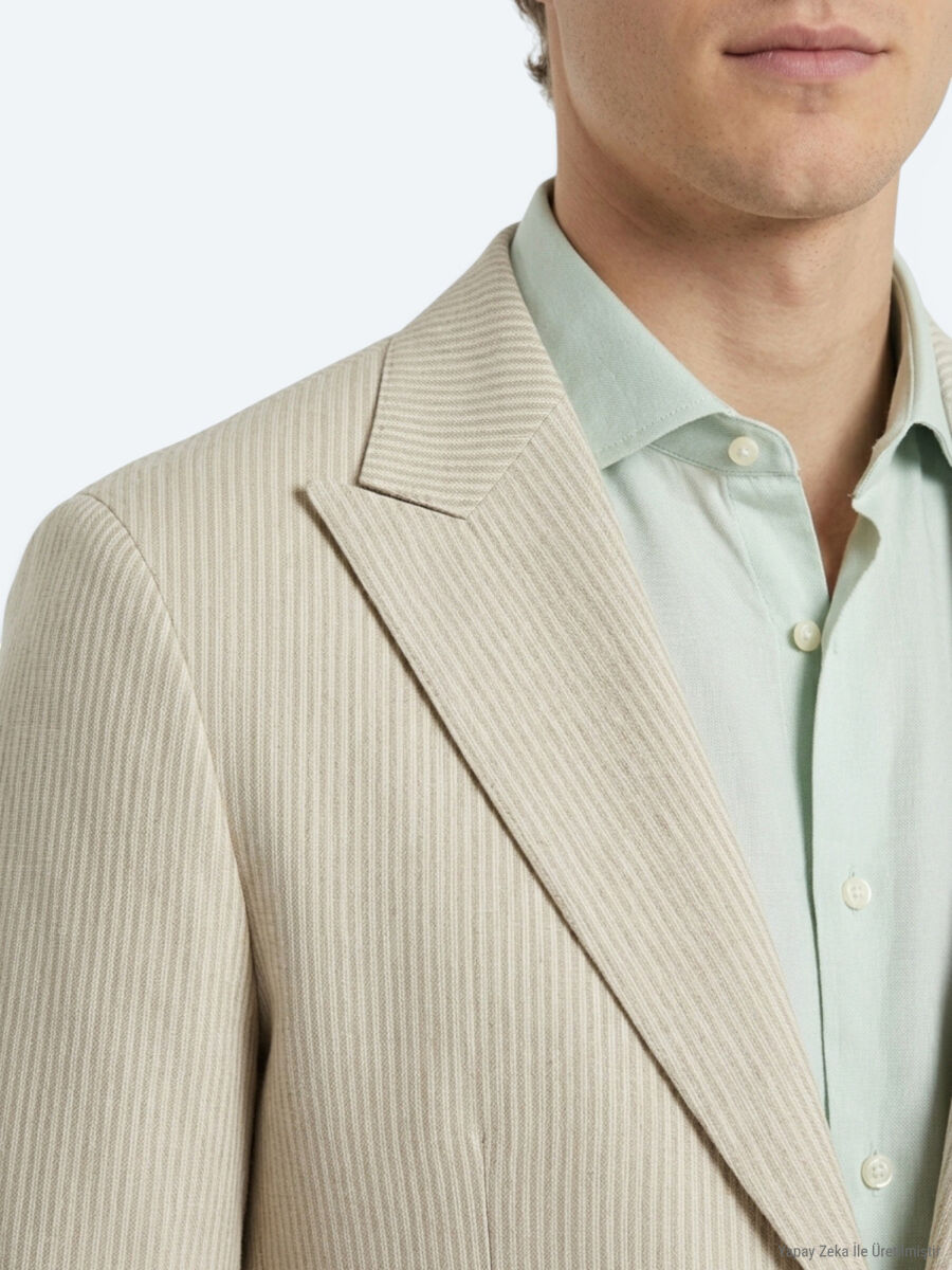 Bej Modern Fit Pamuk Karışımlı Ceket - 3
