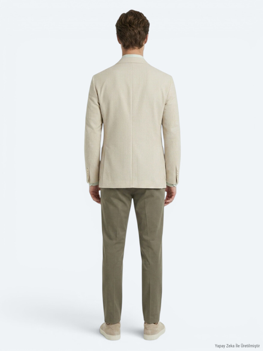 Bej Modern Fit Pamuk Karışımlı Ceket - 5