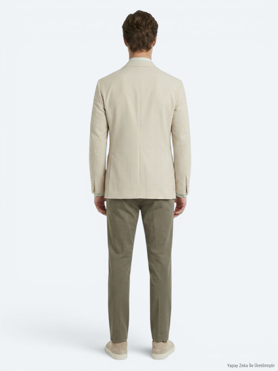 Bej Modern Fit Pamuk Karışımlı Ceket - 5