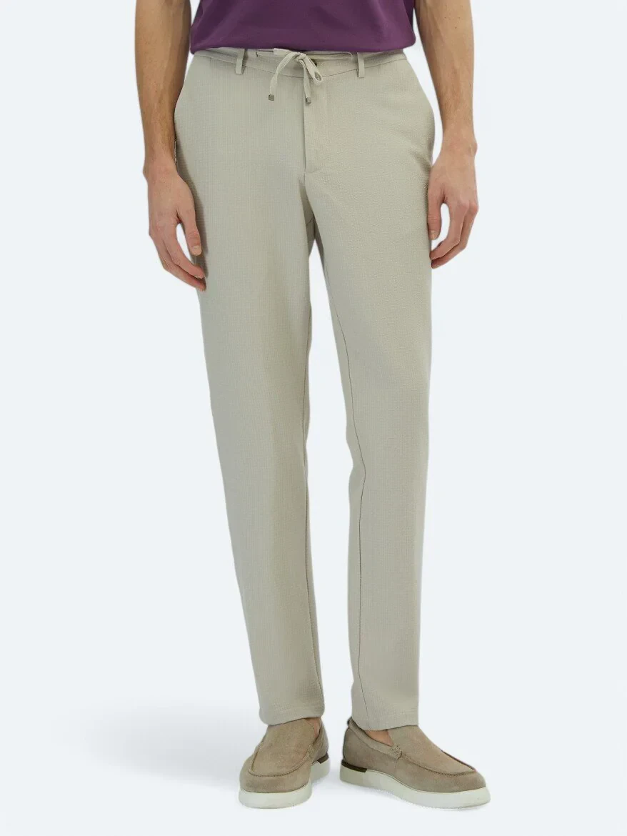 Bej Örme Jogging Fit Casual Pantolon - 2
