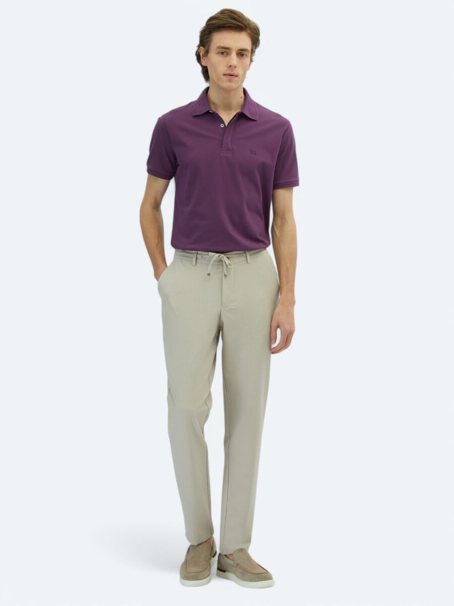 Bej Örme Jogging Fit Casual Pantolon - 1