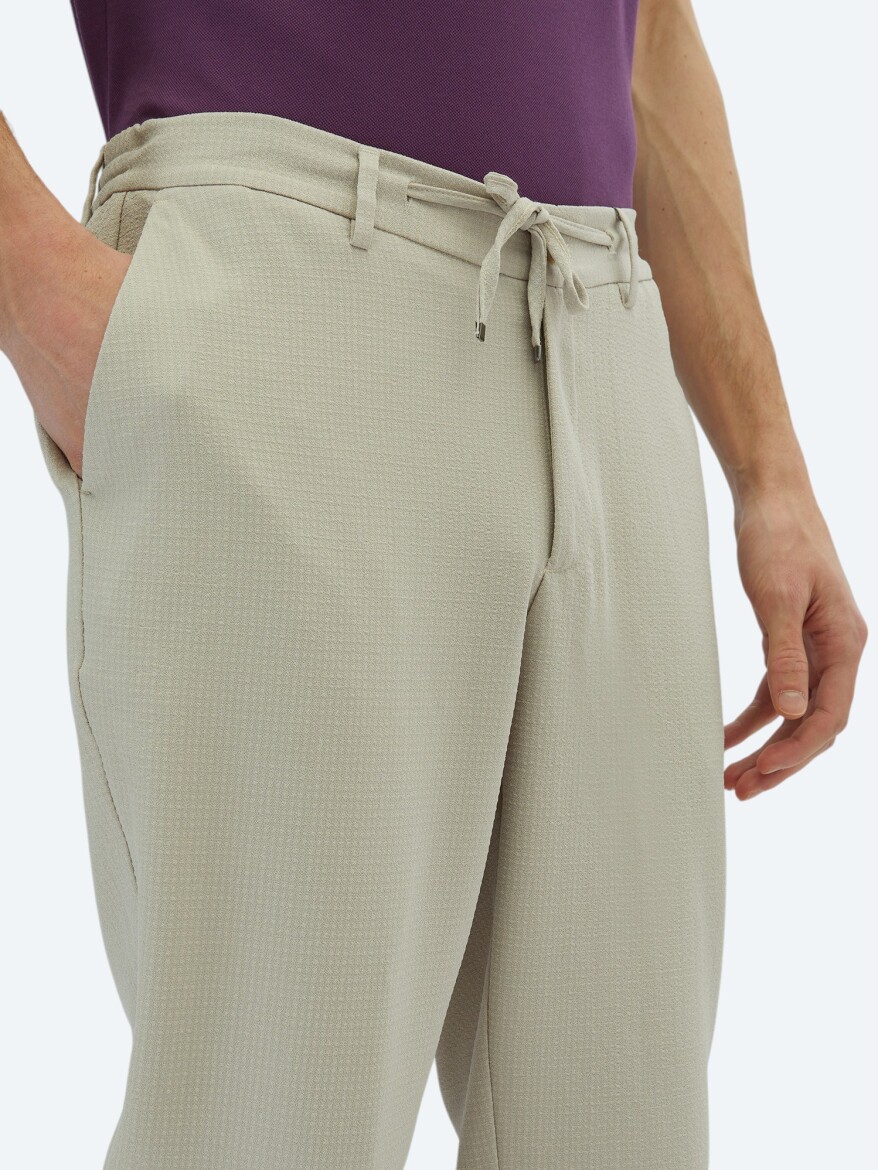 Bej Örme Jogging Fit Casual Pantolon - 3