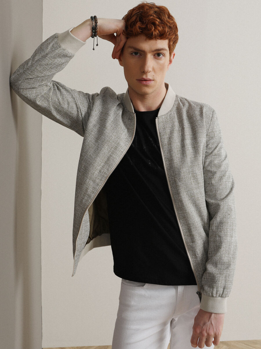 Bej Regular Fit Casual Dokuma Mont - 3