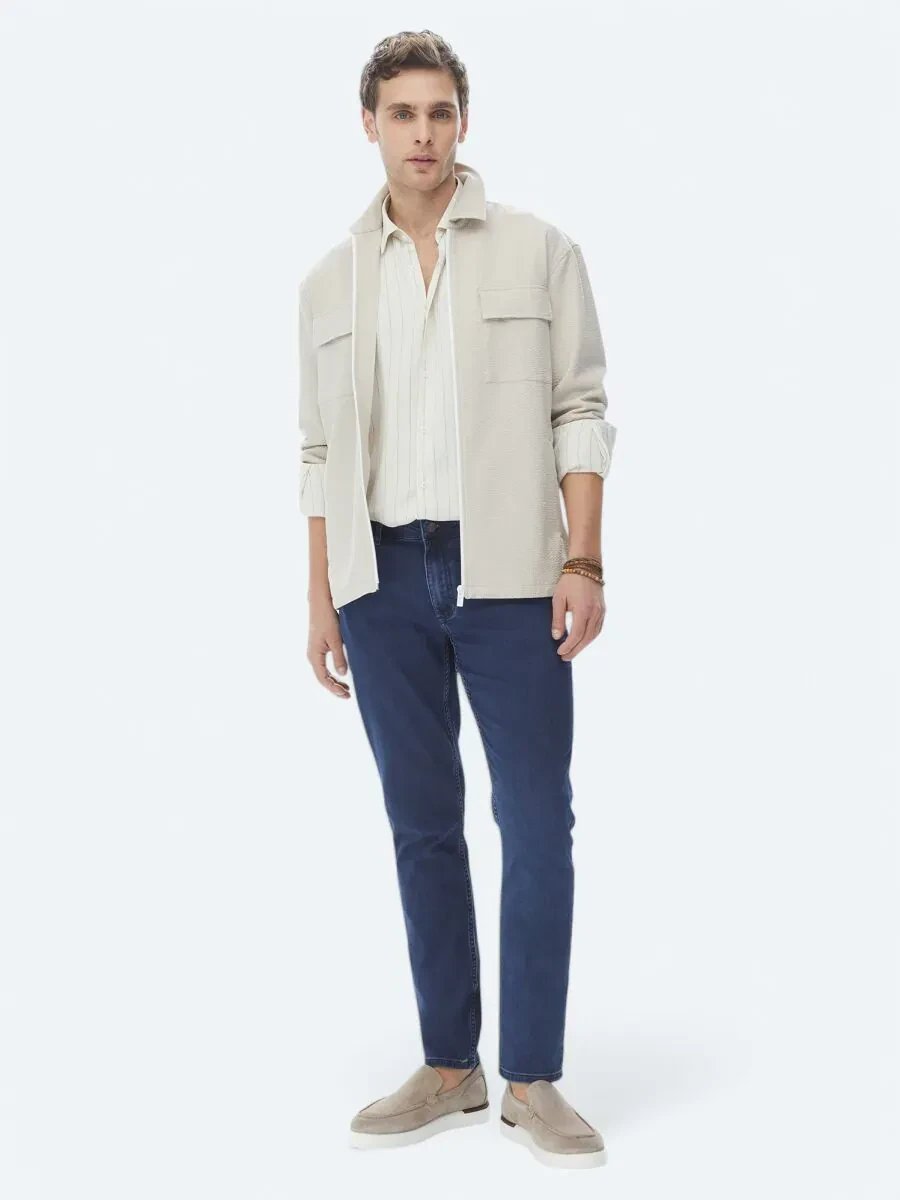 Bej Regular Fit Casual Dokuma Mont - 4