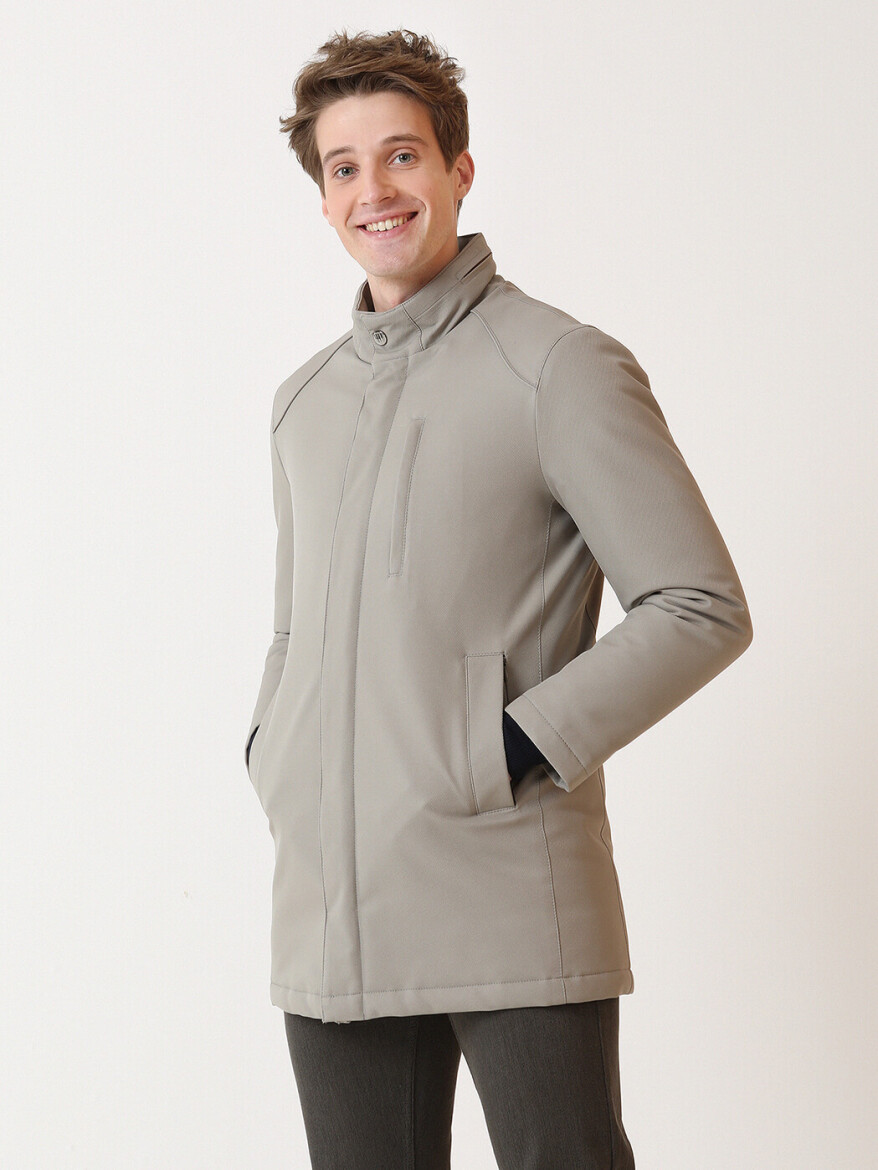 Bej Regular Fit Casual Dokuma Pardösü - 3