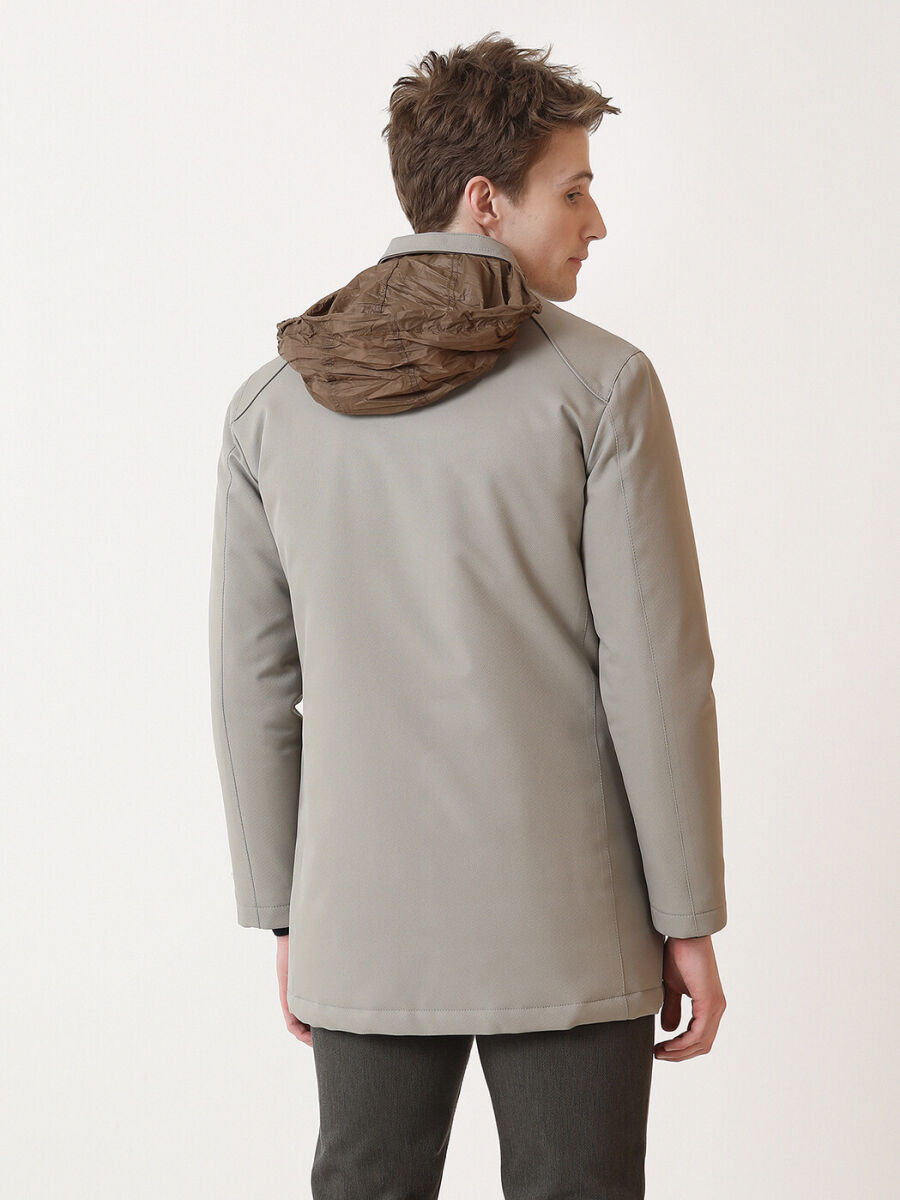 Bej Regular Fit Casual Dokuma Pardösü - 5