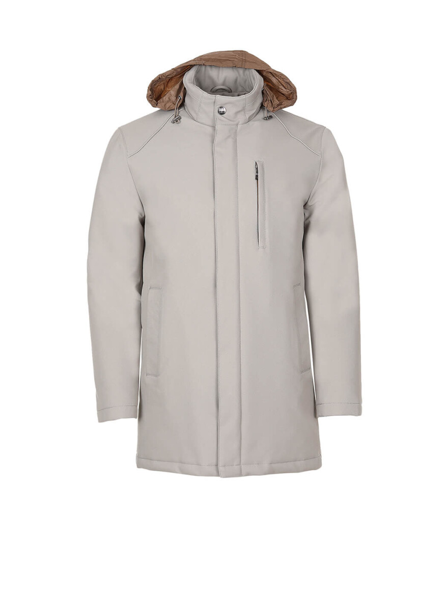 Bej Regular Fit Casual Dokuma Pardösü - 6