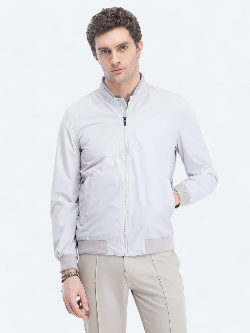 Bej Regular Fit Dik Yaka Casual Dokuma Mont - 1