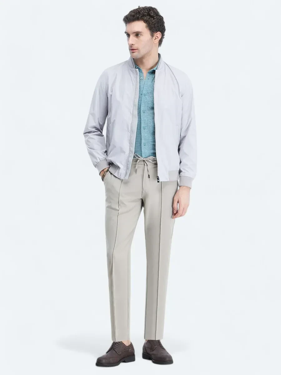 Bej Regular Fit Dik Yaka Casual Dokuma Mont - 2