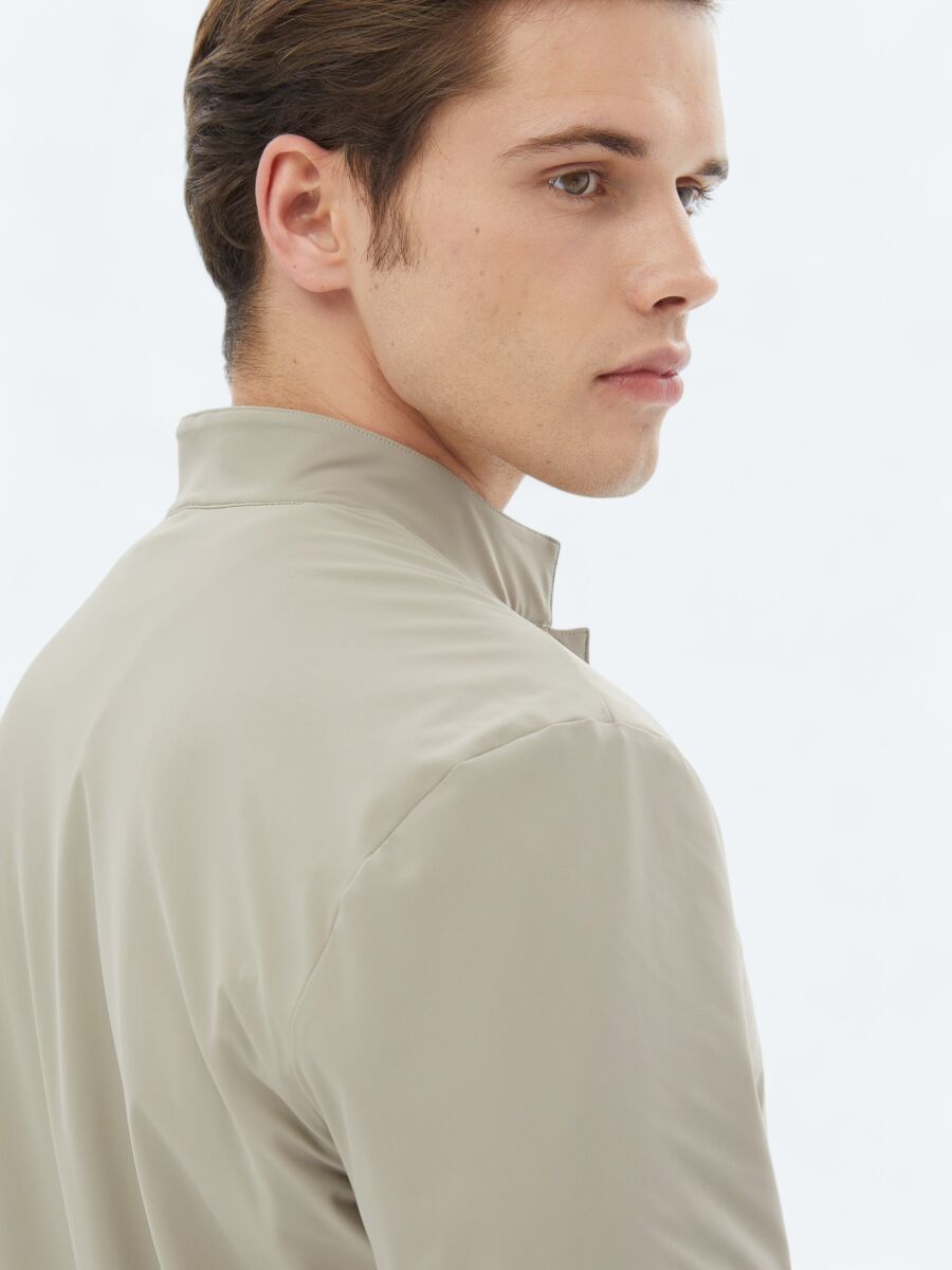 Bej Regular Fit Dik Yaka Casual Dokuma Mont - 13