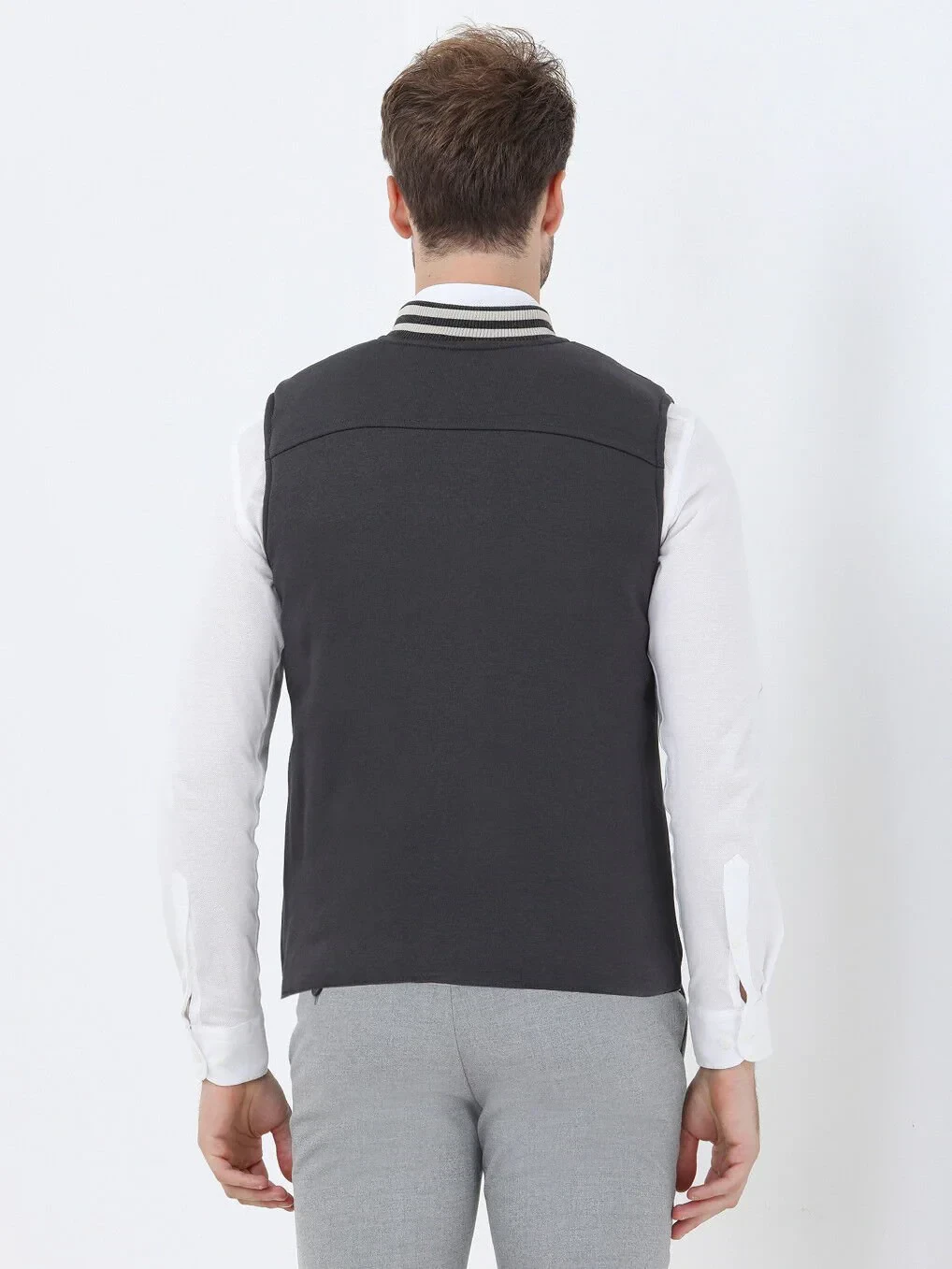 Bej Regular Fit Dik Yaka Casual Dokuma Spor Yelek - 7