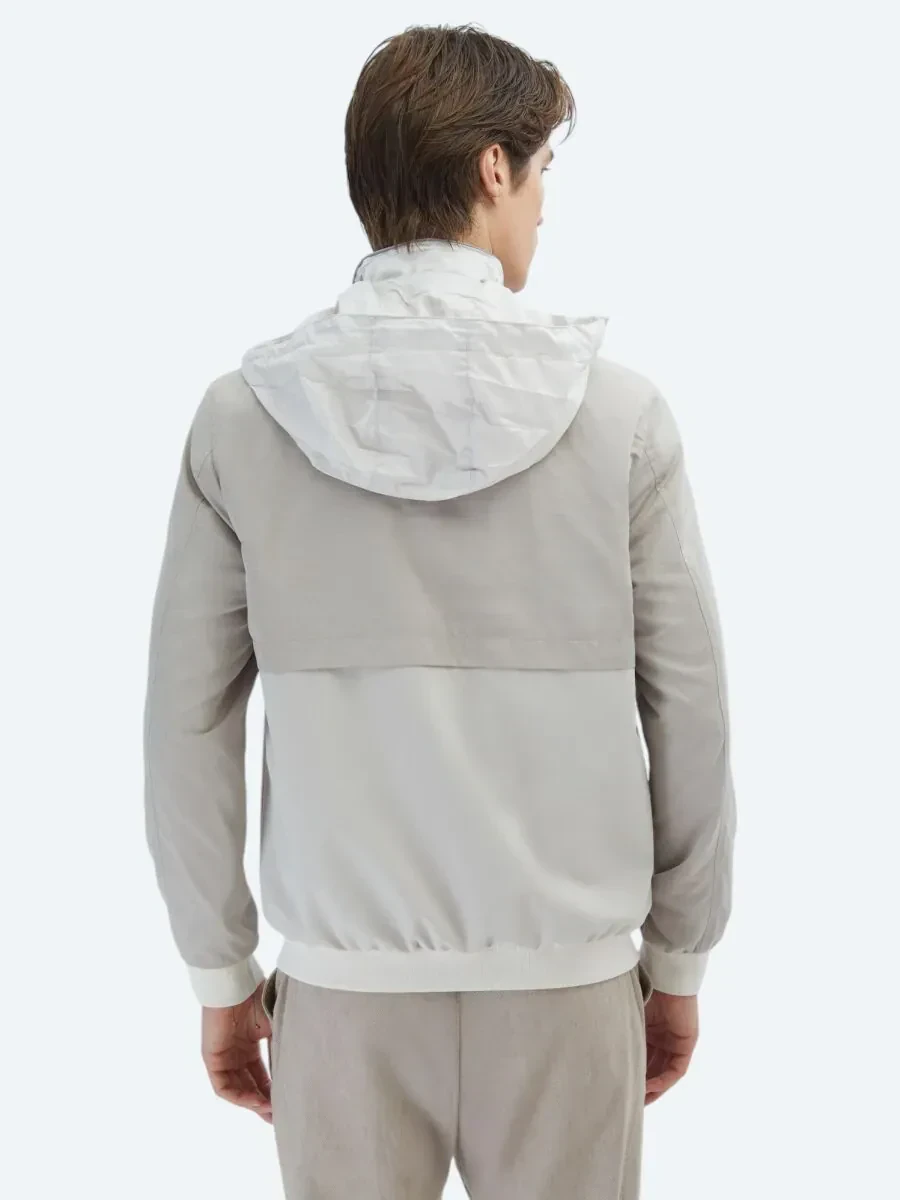 Bej Regular Fit Gizli Kapüşon Casual Dokuma Mont - 8