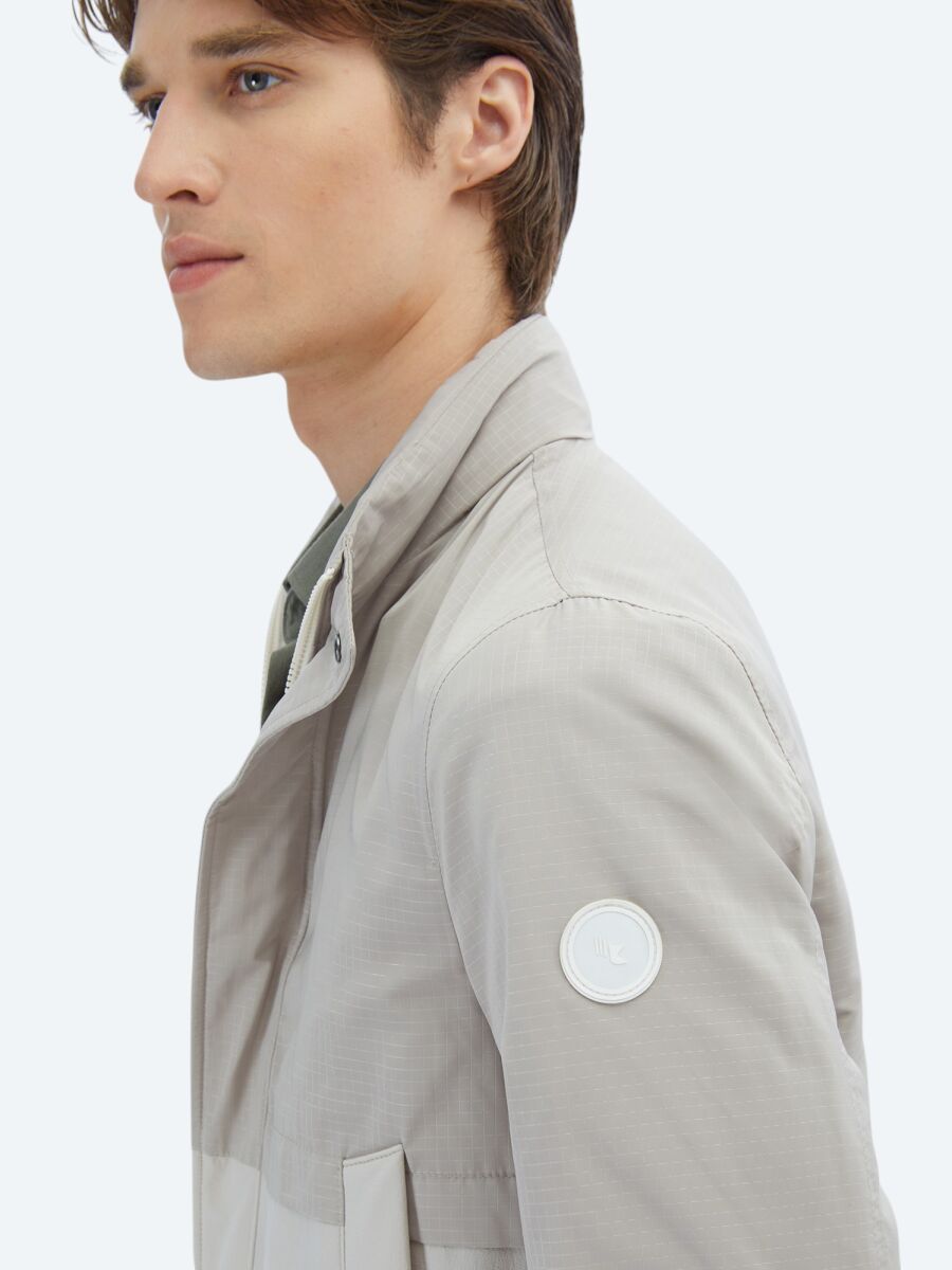 Bej Regular Fit Gizli Kapüşon Casual Dokuma Mont - 4