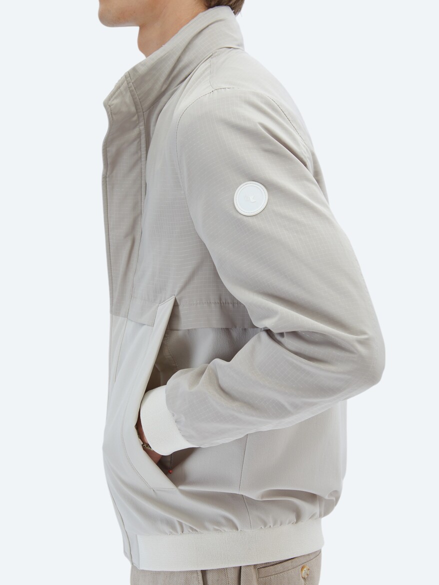 Bej Regular Fit Gizli Kapüşon Casual Dokuma Mont - 5