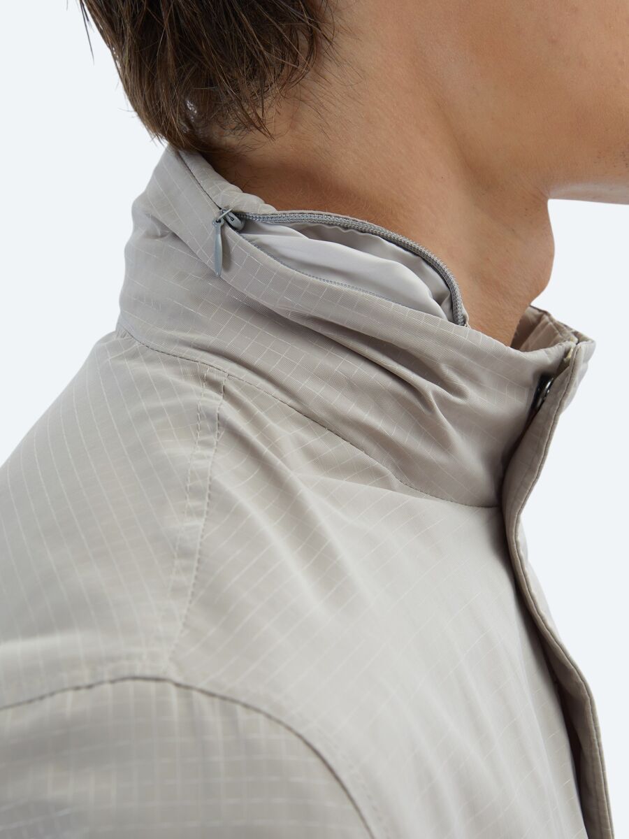 Bej Regular Fit Gizli Kapüşon Casual Dokuma Mont - 6