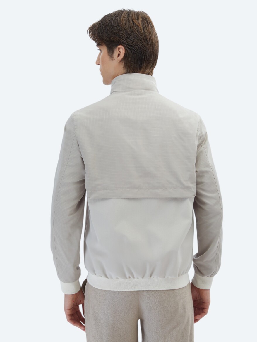 Bej Regular Fit Gizli Kapüşon Casual Dokuma Mont - 9