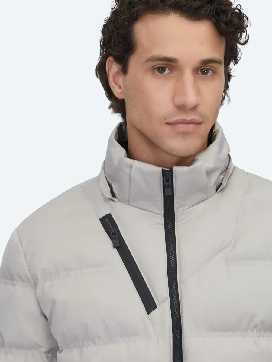 Bej Regular Fit Kapüşonlu Casual Dokuma Mont - 6