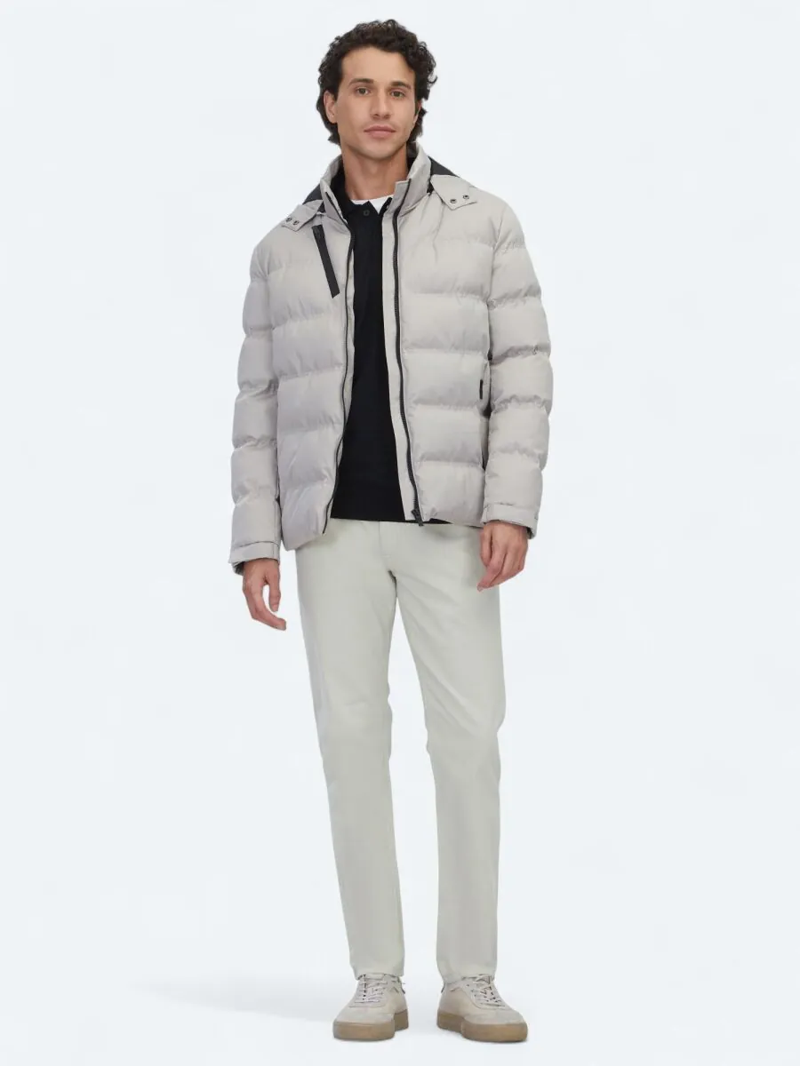 Bej Regular Fit Kapüşonlu Casual Dokuma Mont - 2