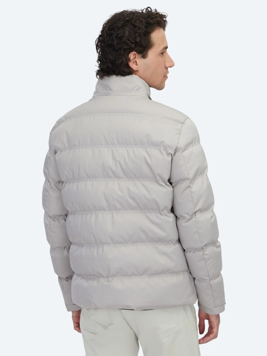 Bej Regular Fit Kapüşonlu Casual Dokuma Mont - 7