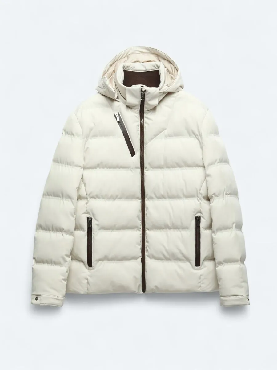 Bej Regular Fit Kapüşonlu Casual Dokuma Mont - 8