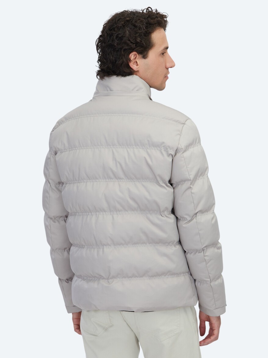 Bej Regular Fit Kapüşonlu Casual Dokuma Mont - 7