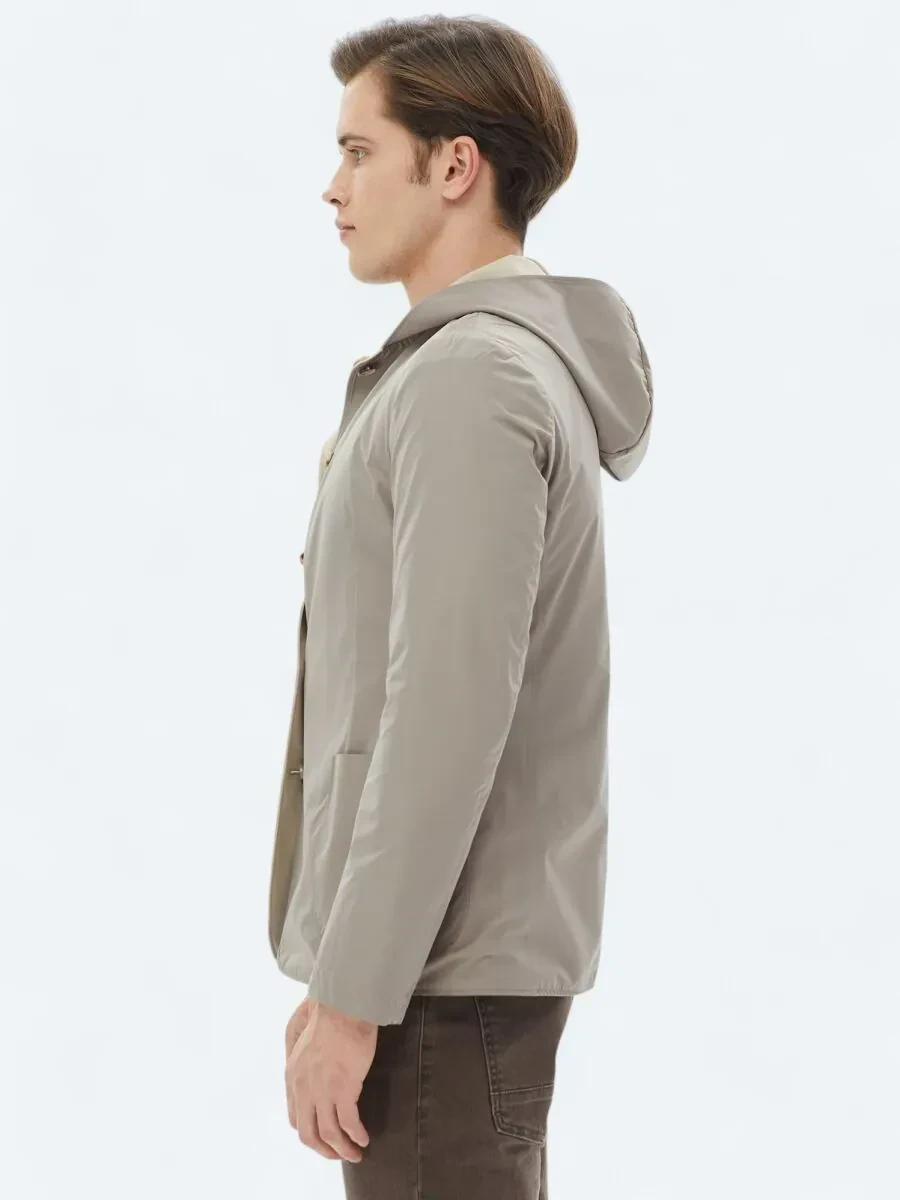 Bej Regular Fit Kapüşonlu Casual Örme Mont - 9