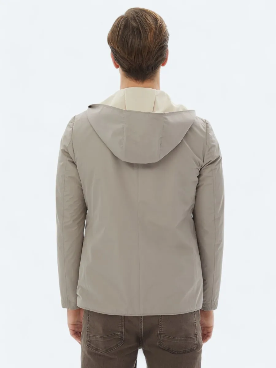 Bej Regular Fit Kapüşonlu Casual Örme Mont - 9