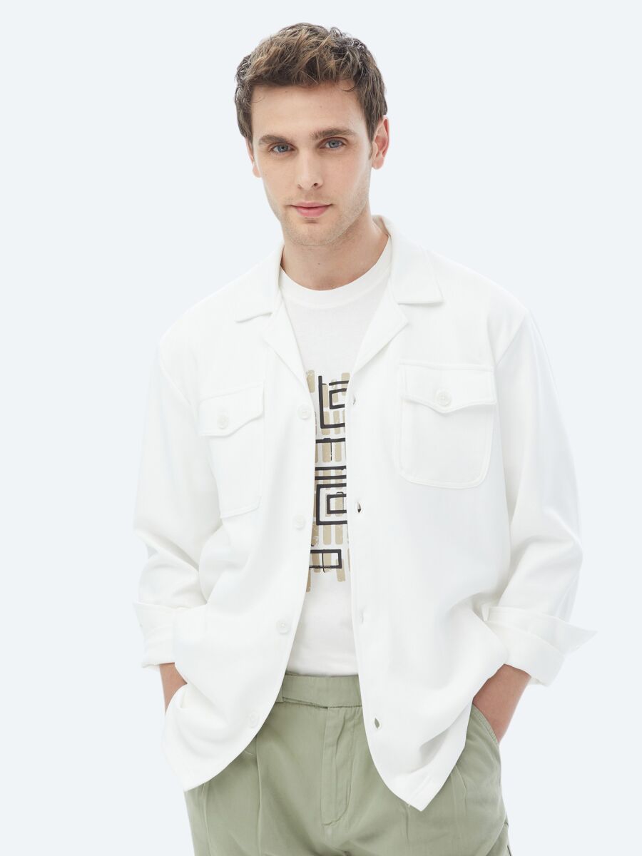 Bej Regular Fit Uzun Overshırt - 1