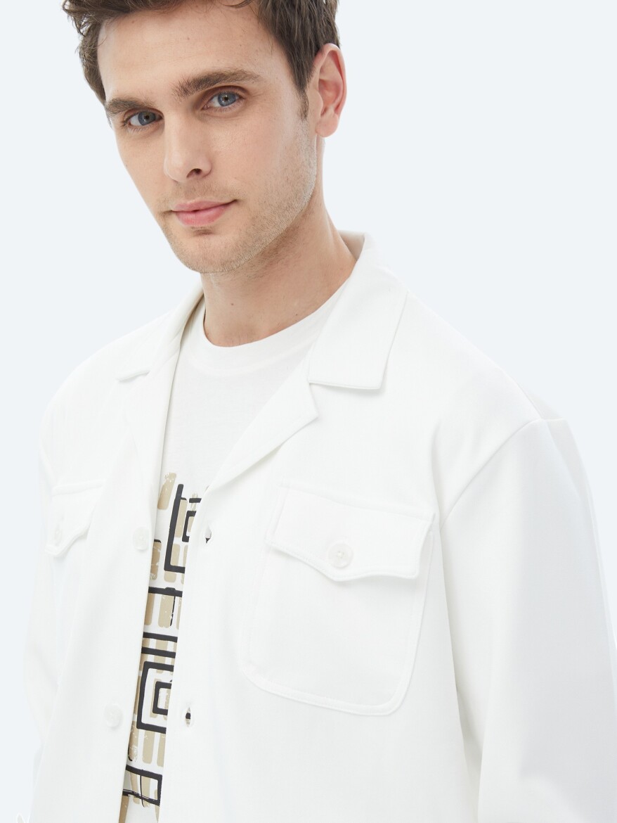 Bej Regular Fit Uzun Overshırt - 5