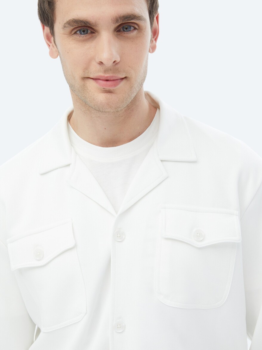 Bej Regular Fit Uzun Overshırt - 8
