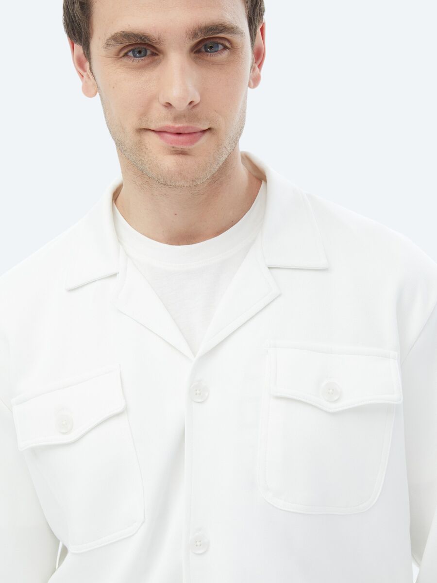 Bej Regular Fit Uzun Overshırt - 8
