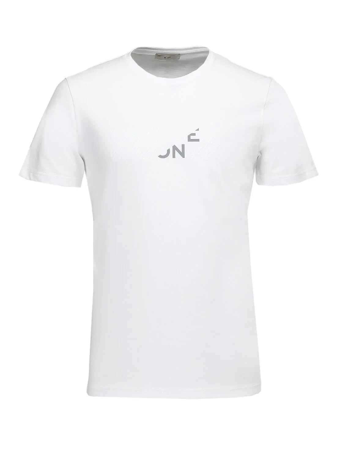 Beyaz Baskılı Bisiklet Yaka %100 Pamuk T-Shirt - 5