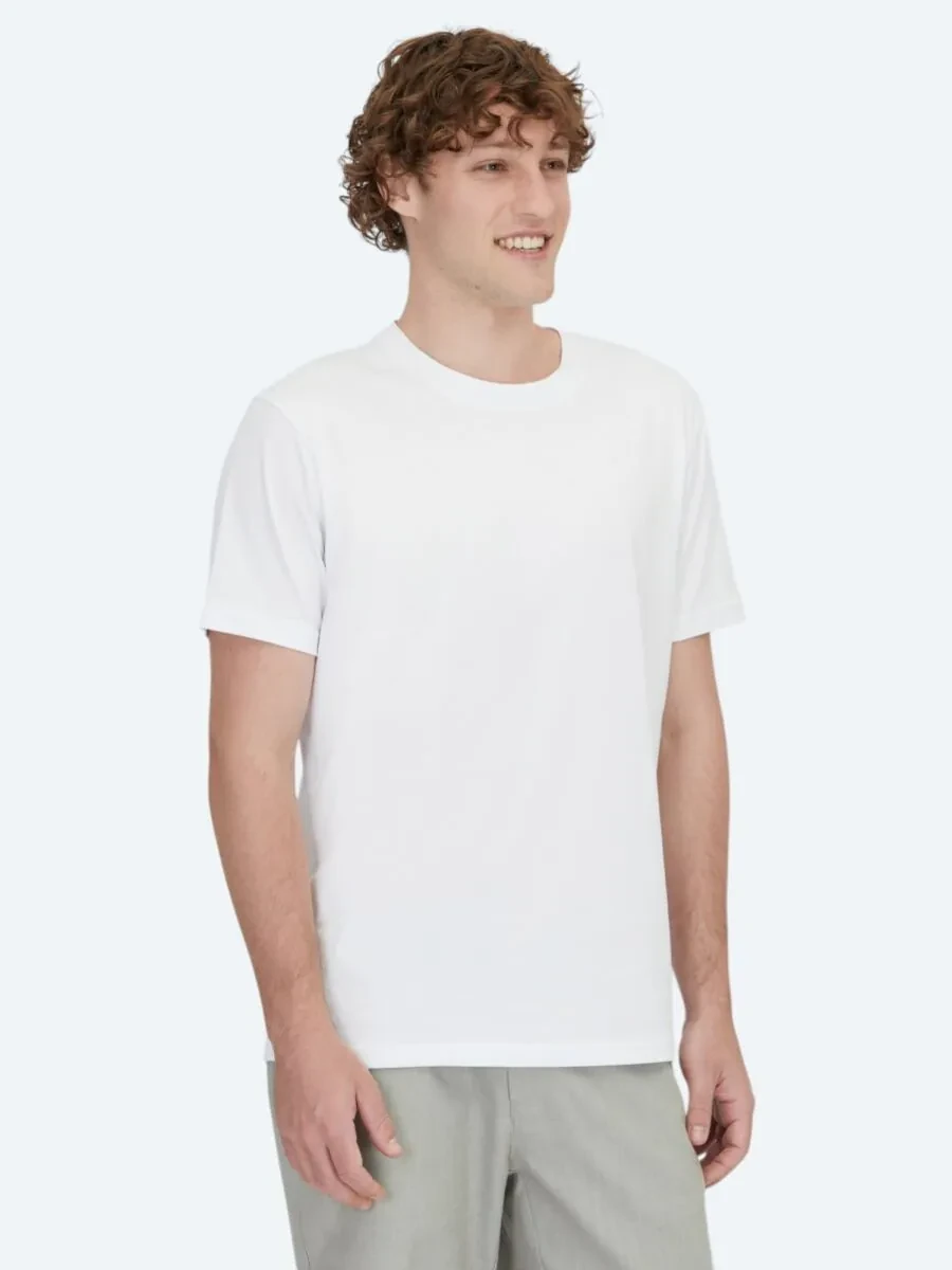 Beyaz Bisiklet Yaka %100 Pamuk T-Shirt - 1