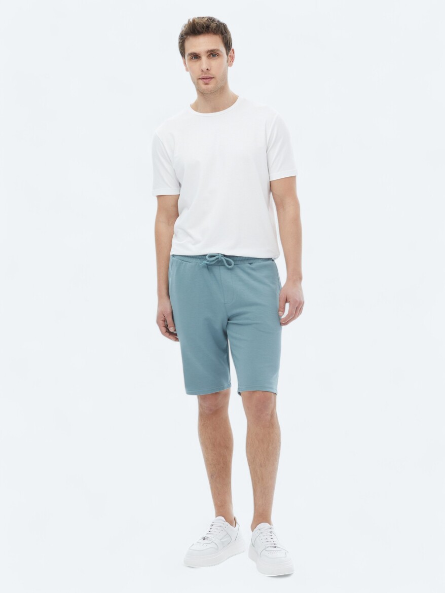 Beyaz Bisiklet Yaka Pamuk Karışımlı T-Shirt - 2