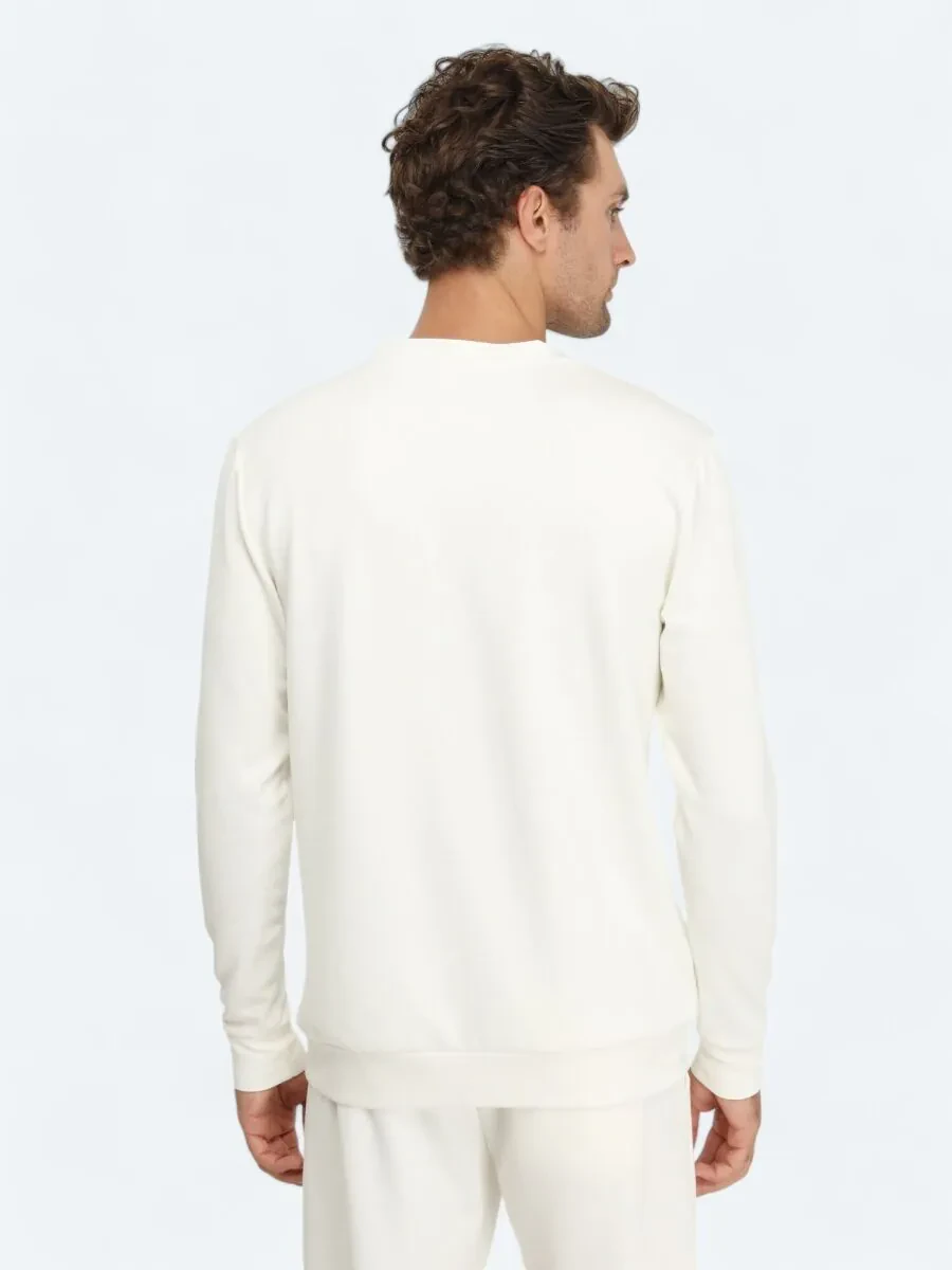 Beyaz Bisiklet Yaka Sweatshırt - 5