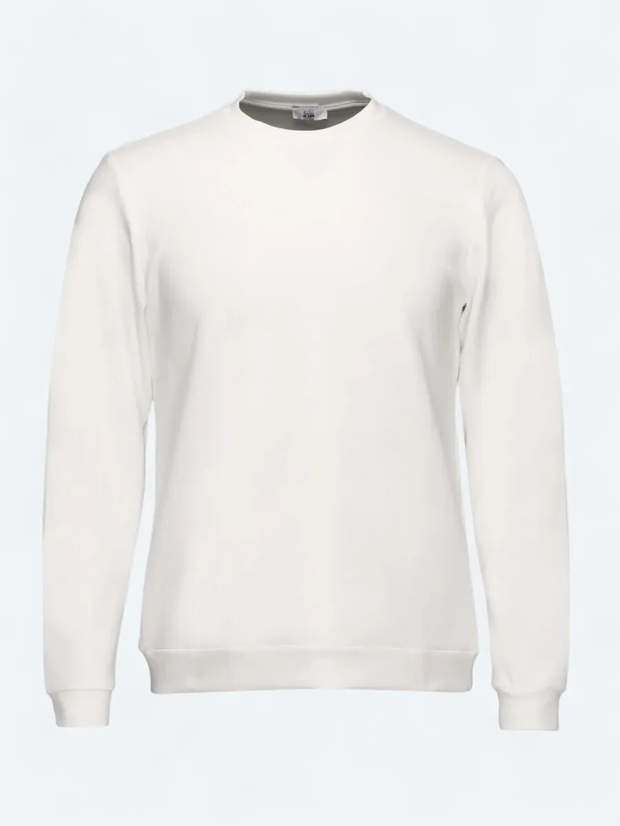 Beyaz Bisiklet Yaka Sweatshırt - 6