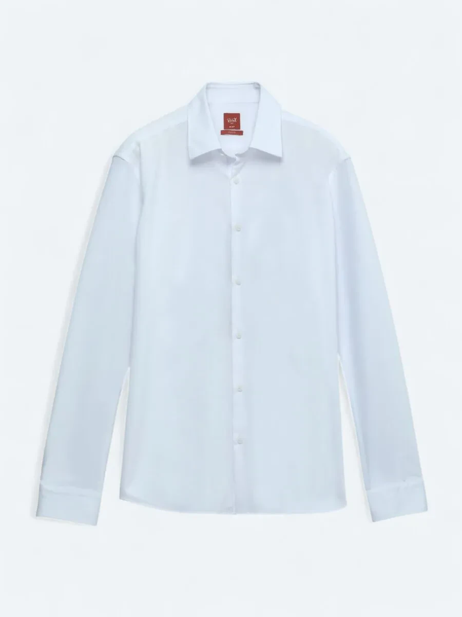Beyaz Çizgili Regular Fit Casual Pamuk Karışımlı Gömlek - 6