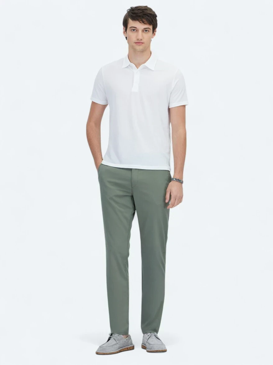 Beyaz Desenli Polo Yaka T-Shirt - 2