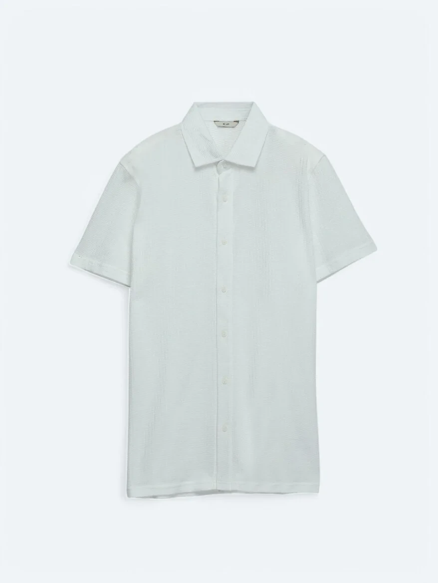Beyaz Desenli Regular Fit Casual %100 Pamuk Gömlek - 6